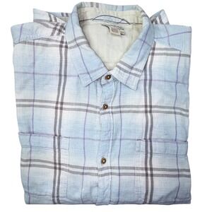 Carbon2Cobalt Button Down Shirt XLT Blue Plaid Long Sleeve Cotton Tall Pockets